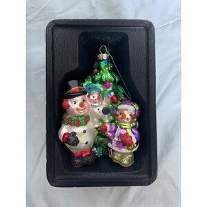 Sparkle Bright By Radko 2012 Blown Glass Snowman Family Christmas Ornament 5"